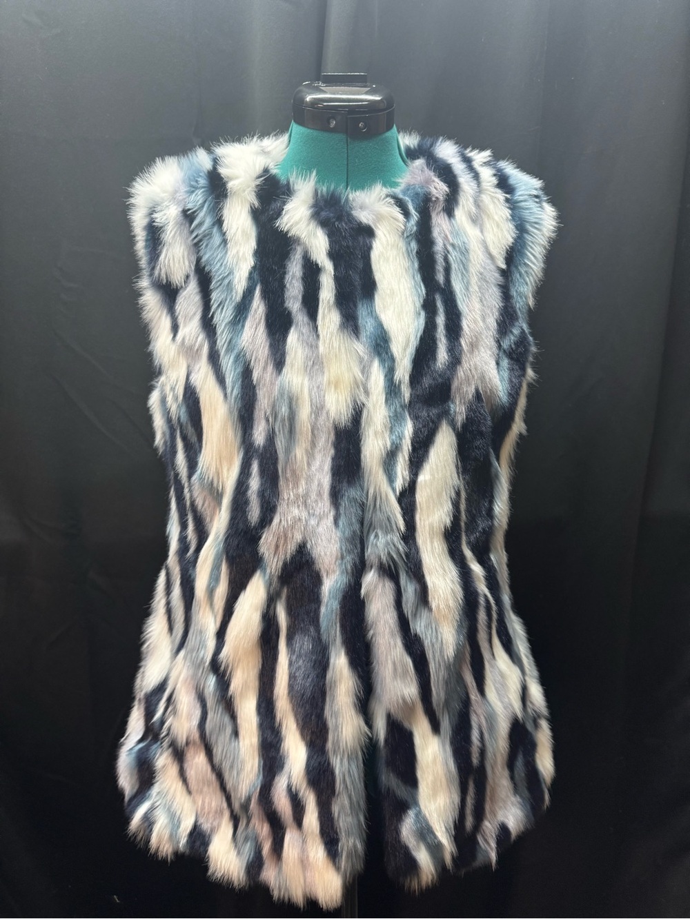 INC International Concepts Multicolor Faux Fur Sleeveless Vest